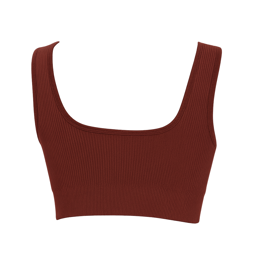 Chocolate - Ribbed Sports Bra - Lounge Bra