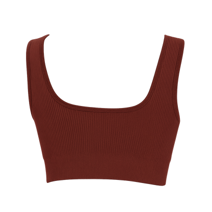 Chocolate - Ribbed Sports Bra - Lounge Bra