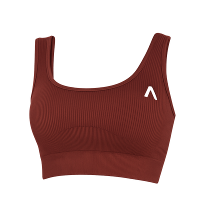 Chocolate - Ribbed Sports Bra - Lounge Bra